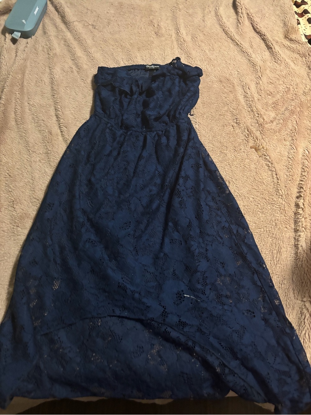 Streetwear Society Navy Blue Lace Strapless Dress